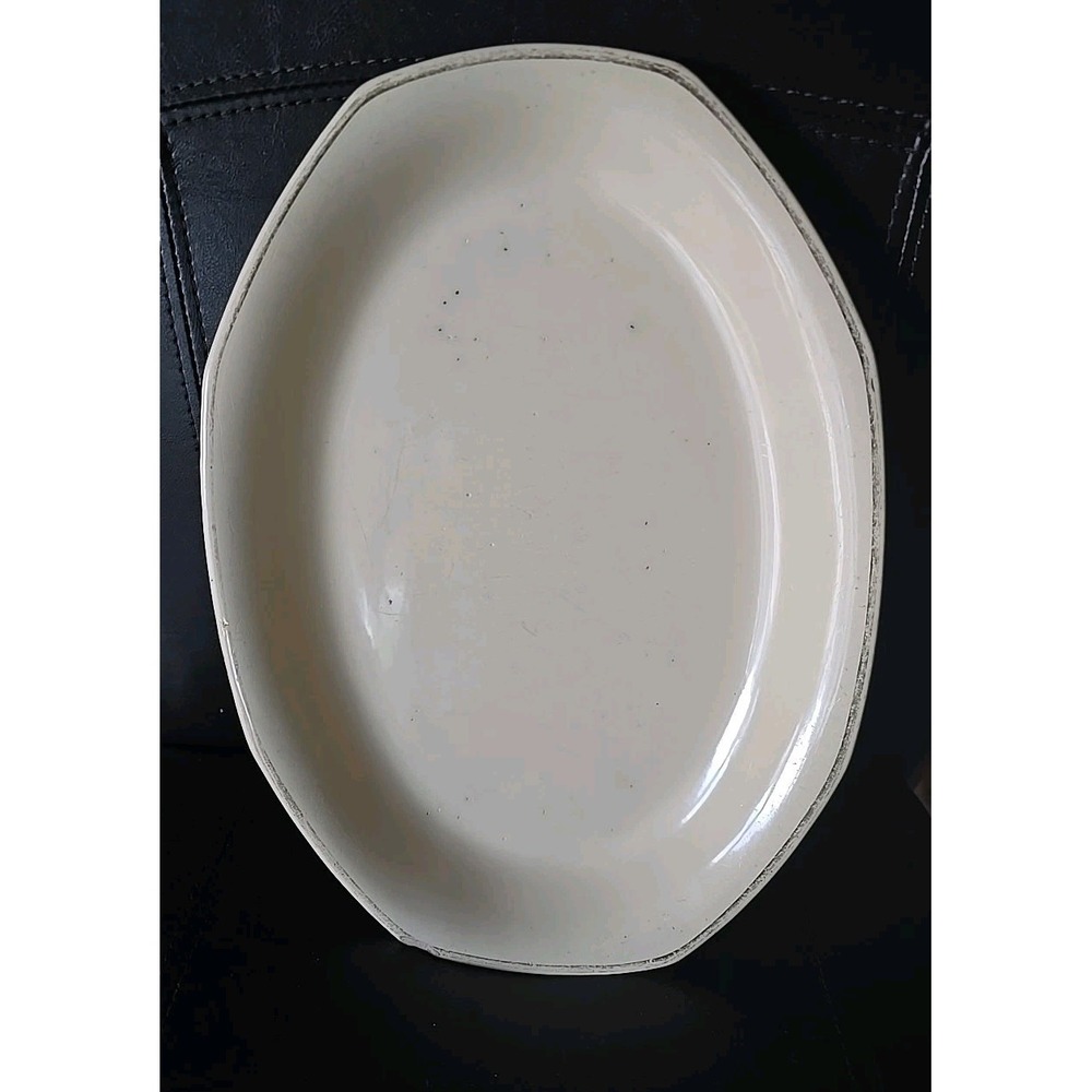 Vintage Cream Dinner Plate Serving Platter‎ Tray Oval Shape Restaurant Ware